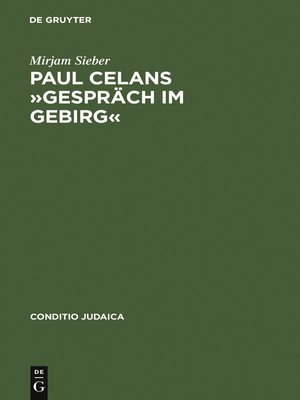 cover image of Paul Celans »Gespräch im Gebirg«